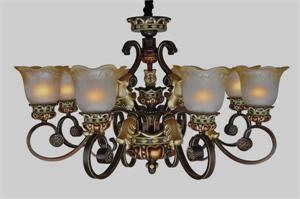 别墅美式树脂吊灯 古典美式玻璃灯具厂家-5302-8