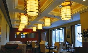 【酒店餐厅】铁艺烤漆+优质布艺灯罩鸟笼吊灯