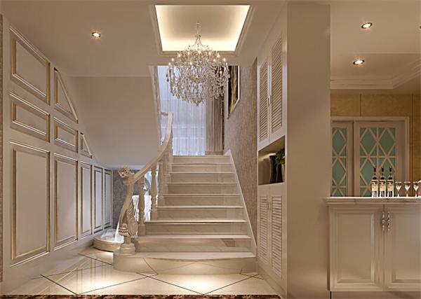 别墅楼梯水晶吊灯设计定制案例