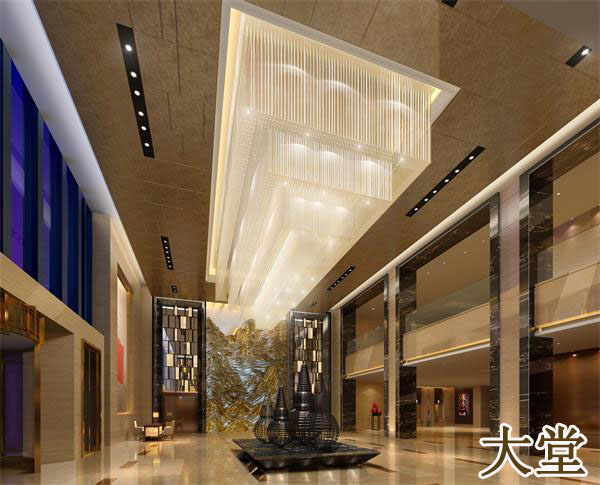 【酒店大堂】前厅三层K9水晶长方形工程水晶灯具