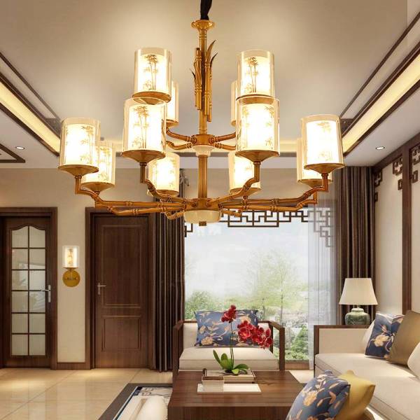 新中式仿铜吊灯、客厅中式吊灯
