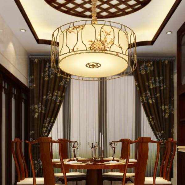 现代中式餐厅小吊灯 布艺 仿古中式餐厅包厢吊灯