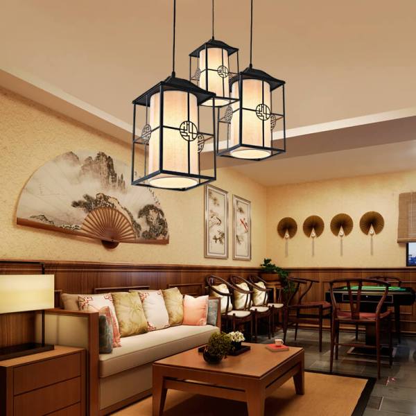 仿古中式餐厅吊灯 三头 中式餐厅茶室吊灯