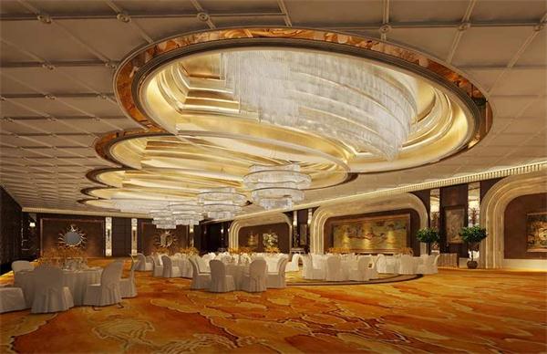 酒店宴会厅灯具厂家一站式供应大型优质水晶灯定制效果图