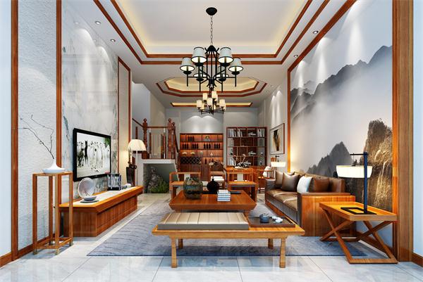 别墅客厅新中式风格灯具定制设计效果图 厂家供应价格