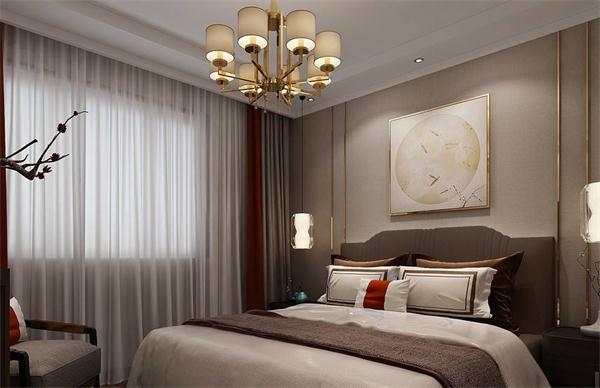 星级酒店客房新中式铁艺布罩灯具厂家定制效果图