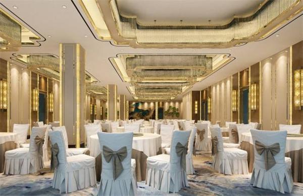 酒店宴会厅大型优质方形水晶灯具定制效果图 厂家设计安装