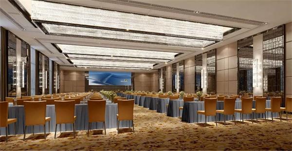 星级酒店高档大型宴会厅长方形水晶吊灯厂家定制效果图