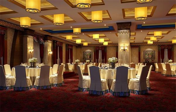 中式风格大型酒店宴会厅新中式羊皮纸吊灯厂家定制效果图